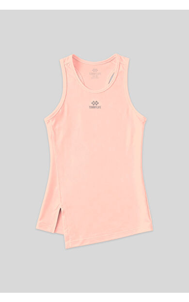 TommyLife Yavruagzı Yırtmaç Detaylı O Yaka Sıfır Kollu Standart Kalıp Kadın Spor Atlet - 97256