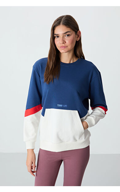 Parlament Kompakt Pamuklu Kalın Pürüzsüz Dokulu O Yaka Oversize Fit Kadın Sweatshirt - 97289