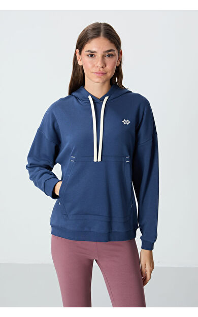 Parlament Kompakt Pamuklu Kalın Pürüzsüz Dokulu Kapüşonlu Oversize Fit Kadın Sweatshirt - 97291