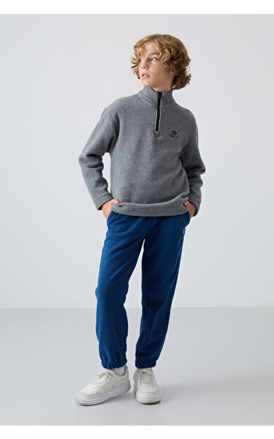 Parlament Kalın Yumuşak Dokulu Standart Fit Nakışlı Polar Erkek Çocuk Eşofman Alt - 11220