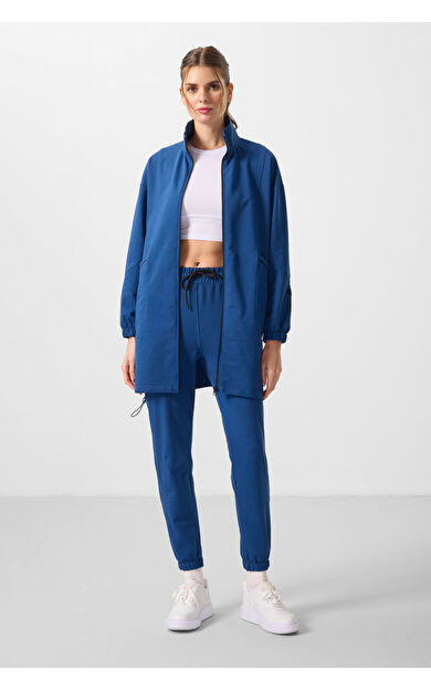 Parlament Dik Yaka Fermuarlı Rahat Form Kadın Eşofman Tunik Takım - 95345