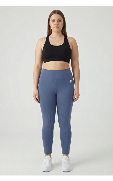 Petrol Yüksek Bel Toparlayıcı Battal Büyük Beden Kadın Tayt- 94650