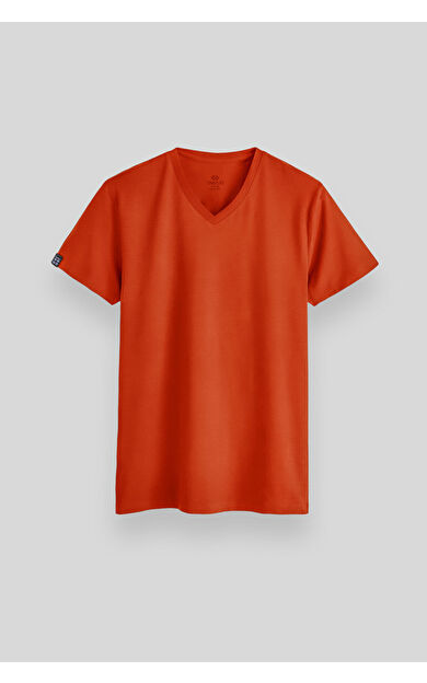 Portakal Basic Kısa Kol Standart Kalıp V Yaka Erkek T-Shirt - 87912