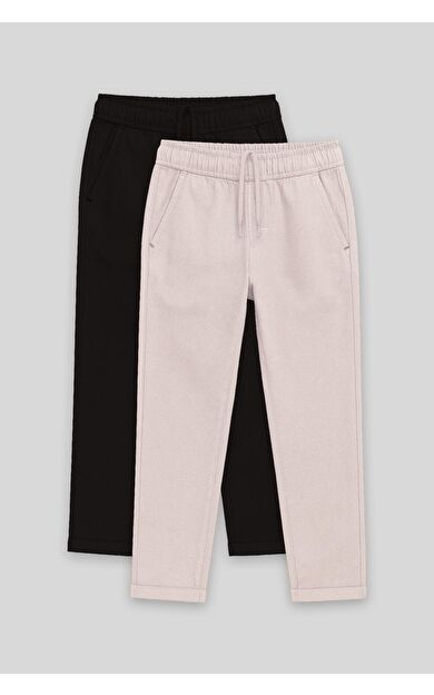 TommyLife Standart Fit 2li Paket Siyah-Taş Erkek Çocuk Chino Pantolon - 11272