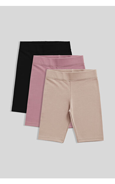 Standart Fit Basic 3lü Paket Siyah-Gül Kurusu-Koyu Bej  Kız Çocuk Tayt - 75188