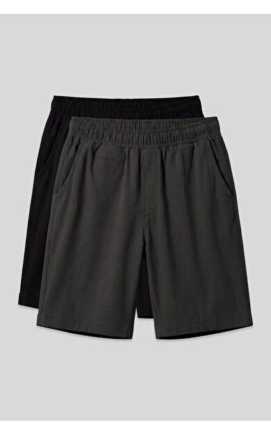 Standart Fit Chino 2li Paket Siyah-Antrasit Erkek Şort - 81290