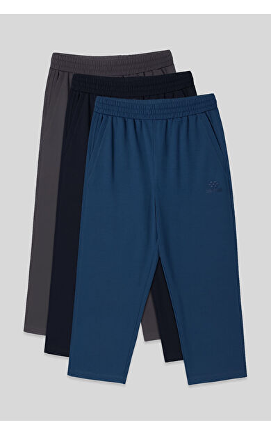 Standart Fit 3lü Paket Koyu Gri-Lacivert-Parlament Erkek Kapri - 83102