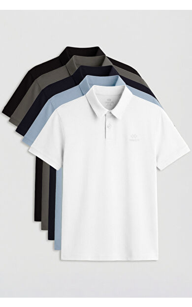 Standart Fit Basic Polo Yaka 5li Paket Erkek T-Shirt - 87748