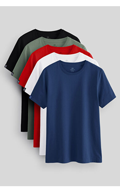 Standart Fit Basic O Yaka 5li Paket Erkek T-Shirt - 87911
