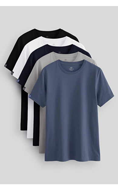 Standart Fit Basic O Yaka 5li Paket Erkek T-Shirt - 87911