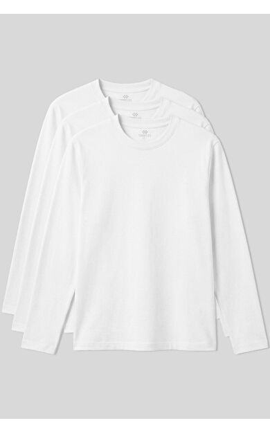 Standart Fit Basic O Yaka  3lü Paket Beyaz Erkek T-Shirt  87997