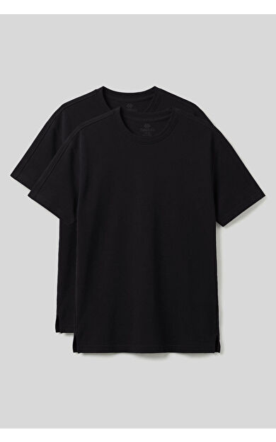 Rahat Form O Yaka 2li Paket Siyah Erkek T-Shirt - 88495