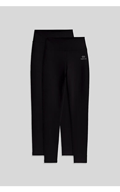 TommyLife Slim Fit 2li Paket Siyah Kadın Kapri Tayt - 94011