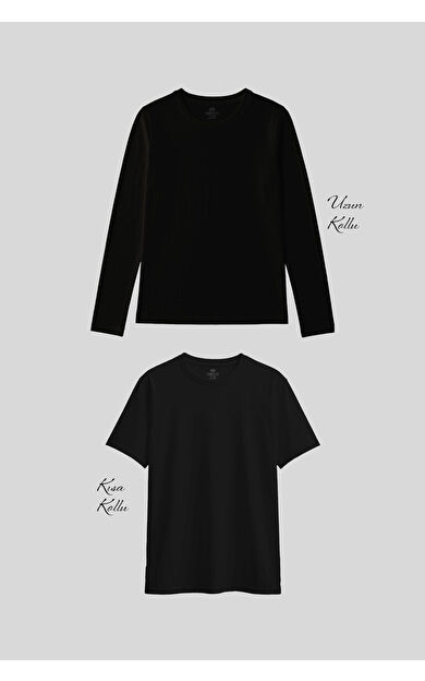 Basic O Yaka 2li Paket Siyah Kadın T-Shirt