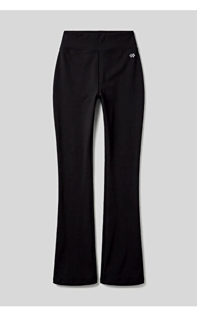 Siyah Esnek Yüksek Bel Spor Performans Kadın İspanyol Paça Kadın Tayt - 94686