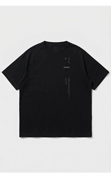 YENİ Siyah Baskılı Battal Büyük Beden Kısa Kollu Erkek T-Shirt - 88465