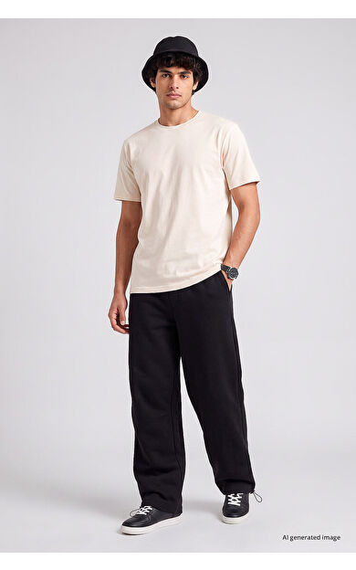 YENİ Siyah Lastikli Erkek Baggy Eşofman Alt - 82200