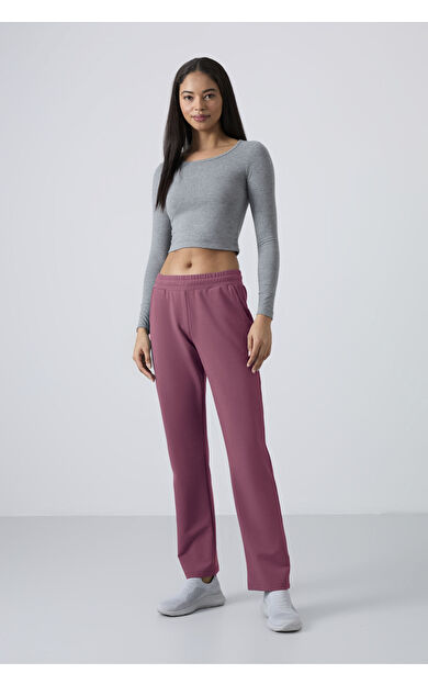 Soft Vişne Yüksek Bel Cepli Rahat Form Klasik Paça Kadın Eşofman Alt - 94584