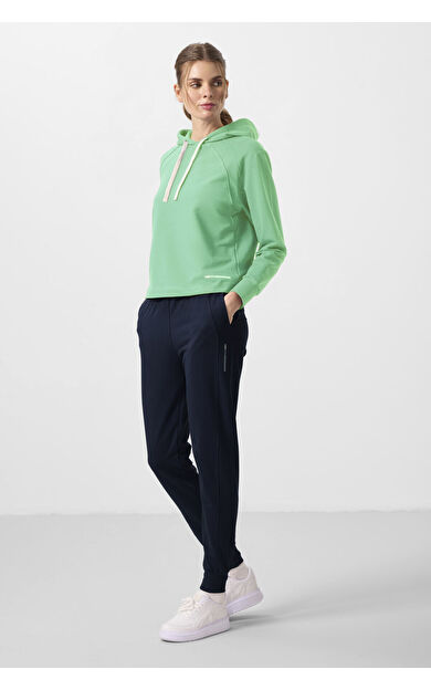Su Yeşili-Lacivert Kapüşonlu Oversize Kadın Eşofman Takım - 95336