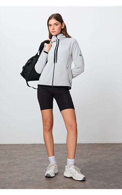 Taş Kalın Yumuşak Dokulu Kapüşonlu Standart Fit Nakışlı Polar Kadın Sweatshirt -97287