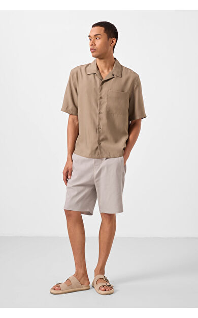 Taş Standart Fit Dokuma Hafif Esnek Chino Erkek Şort - 81292