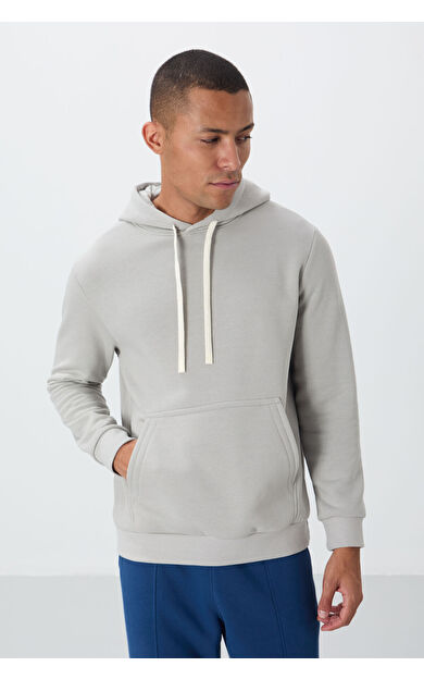 Taş Pamuklu Kalın İçi Tüylü Yumuşak Dokulu Comfort Fit Nakışlı Erkek Sweatshirt - 88419