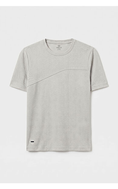 YENİ Taş Rahat Form Yüzeyi Dokulu Ön Dikiş Detaylı Erkek T-Shirt - 88437