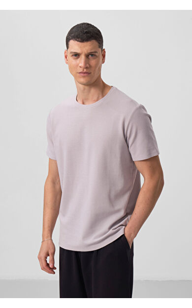 Taş Yüzeyi Dokulu Rahat Form Basic Erkek T-Shirt - 88436