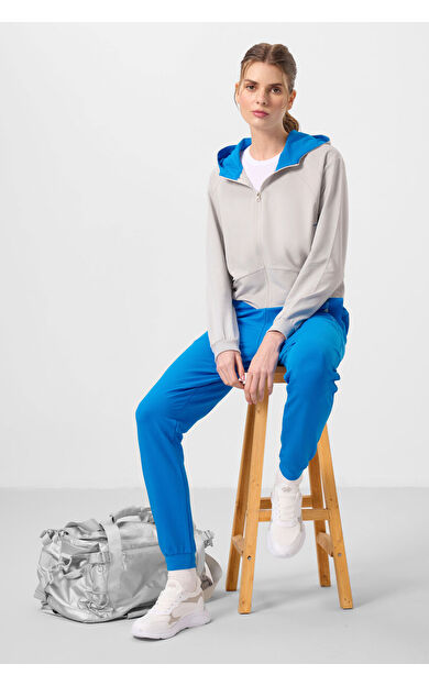 Taş-Saks Kapüşonlu Fermuarlı Oversize Kadın Eşofman Takım - 95328