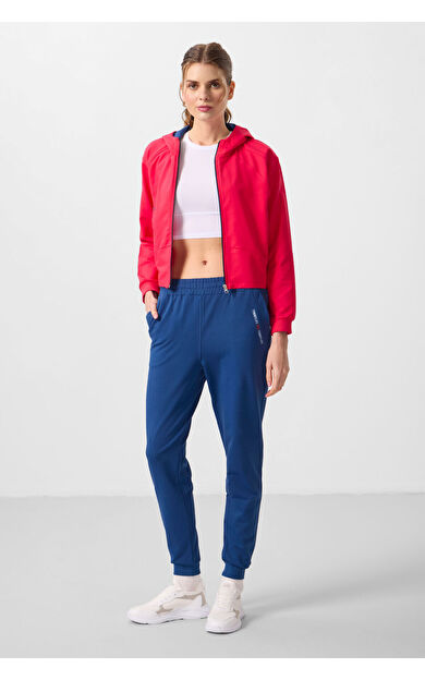 Viva Kırmızı-Parlament Kapüşonlu Fermuarlı Oversize Kadın Eşofman Takım - 95328