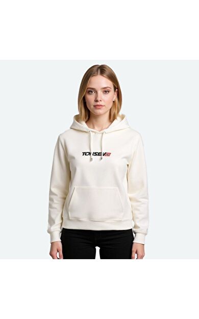Kapüşonlu Sweatshirt - Beyaz
