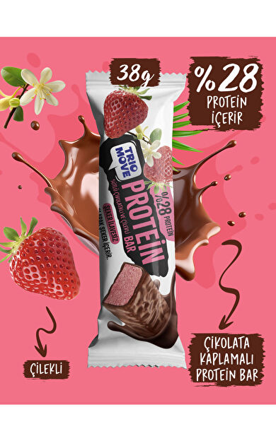 TrioMove 38 gram Protein Bar - Çilekli %28 Protein, 38 G X 9 Adet 
