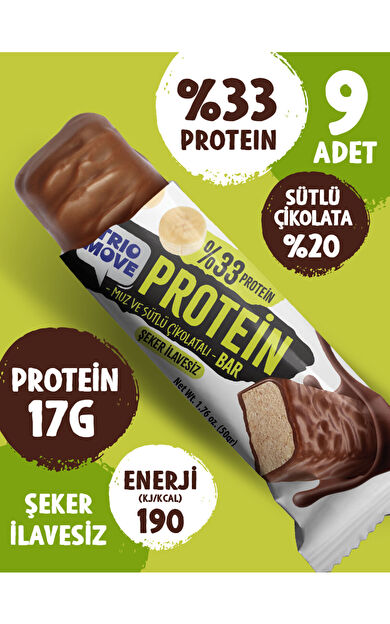TrioMove 50 gram Protein Bar - Muz %33 Protein, 50 g x 9 Adet 