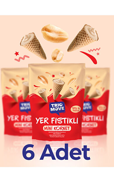TrioMove Mini Kornet - Yer Fıstığı Kremalı (6 PAKET) 
