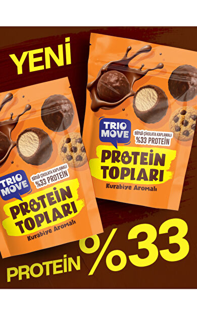 TrioMove Sütlü Çikolata Kaplamalı Kurabiye Aromalı Protein Topları (Şeker İlavesiz) 
