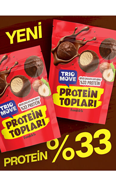 TrioMove Sütlü Çikolata Kaplamalı Fındıklı Protein Topları (Şeker İlavesiz) 