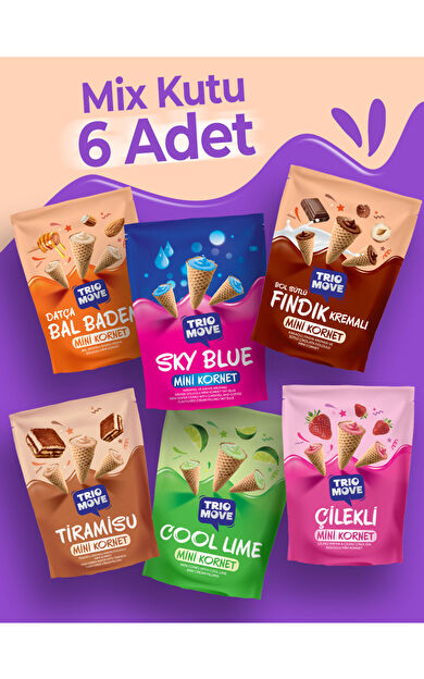 TrioMove Mini Kornet - 6 Farklı Aromalı Karışık Paket 