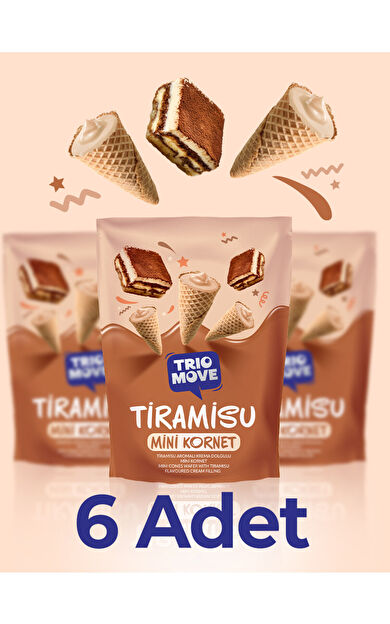 TrioMove Mini Kornet - Tramisu Aromalı Kremalı (6 PAKET) 