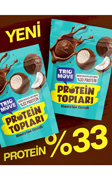 TrioMove Sütlü Çikolata Kaplamalı Hindistan Cevizli Protein Topları (Şeker İlavesiz) 