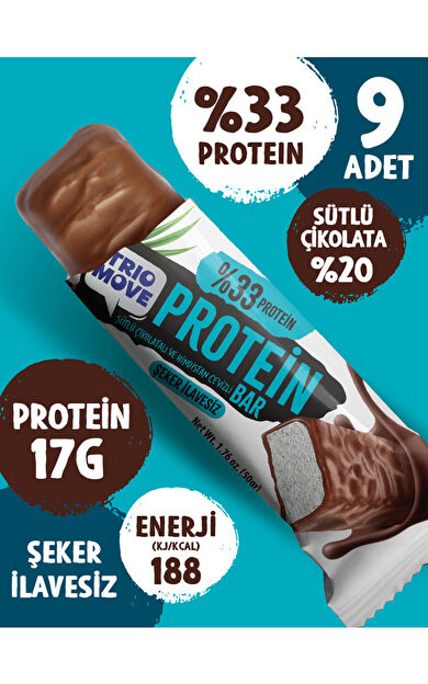 TrioMove 50 gram Protein Bar - Hindistan Cevizli %33 Protein, 50 g x 9 Adet 