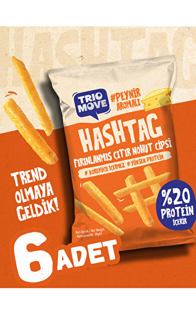 TrioMove Hashtag Fırınlanmış Nohut cipsi Peynir Aromalı (6 Adet) 