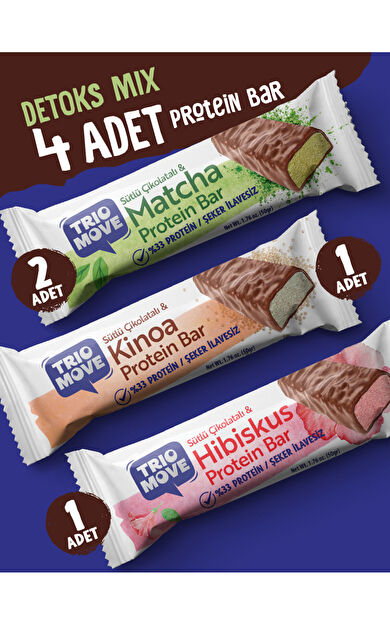 TrioMove Protein Bar 4'lü Karışık Tanışma Paketi 50 gr X4 Adet (Paket 3) 