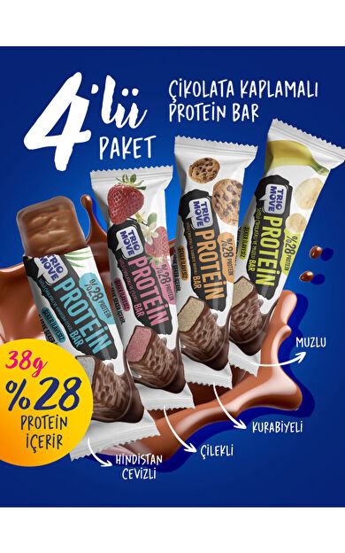TrioMove 38 gram %28 Proteinli Protein Bar 4'lü Karışık Tanışma Paketi 38 gr X4 Adet 