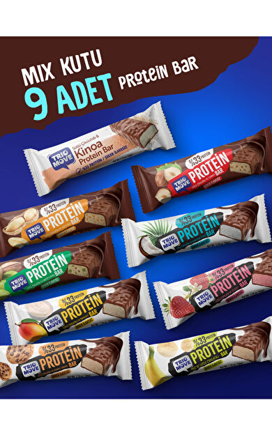 TrioMove 50 gram Protein Bar 9'lu Tanışma Paketi %33 Protein, 50 Gr. X 9 Adet 