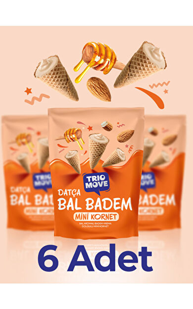 TrioMove Mini Kornet - Bal Aromalı, Badem Kremalı (6 PAKET) 
