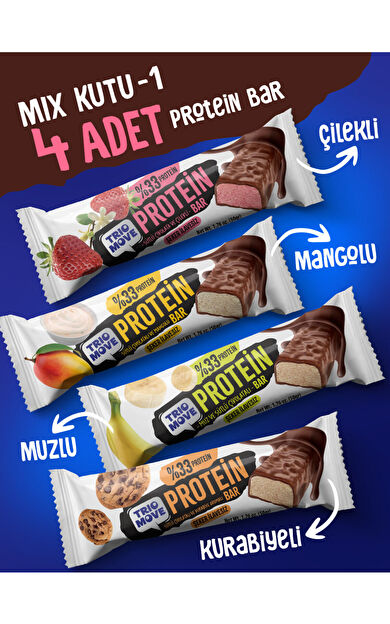 TrioMove 50 gram Protein Bar 4'lü Karışık Tanışma Paketi 50 gr X4 Adet 