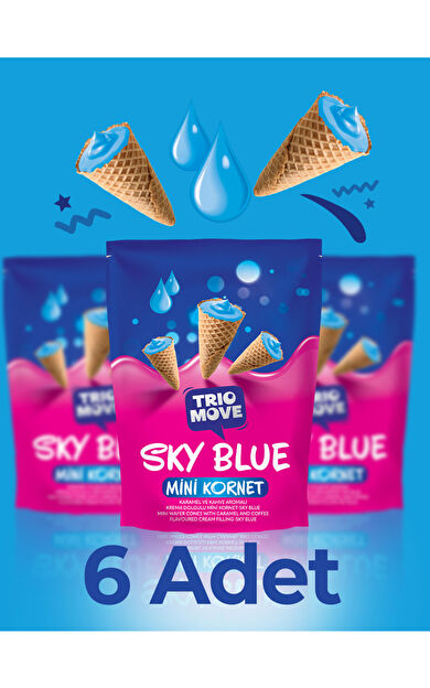 TrioMove Mini Kornet - Sky Blue Karamel ve Kahve Aromalı Kremalı 