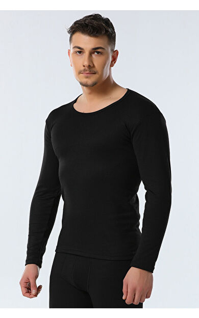 Erkek Siyah Uzun Kol Termal Fanila Içlik