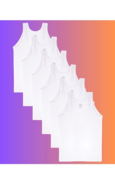 6'lı Penye Klasik Beyaz Erkek Atlet