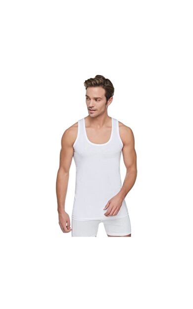 Erkek 12'li Paket Penye Atlet %100 Pamuklu (beyaz)